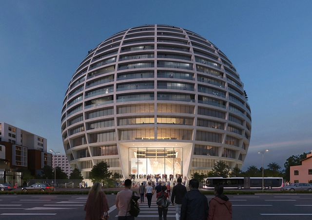 MVRDV 为地拉那新阿斯兰·鲁西（Asllan Rusi）体育宫设计球形地标建筑